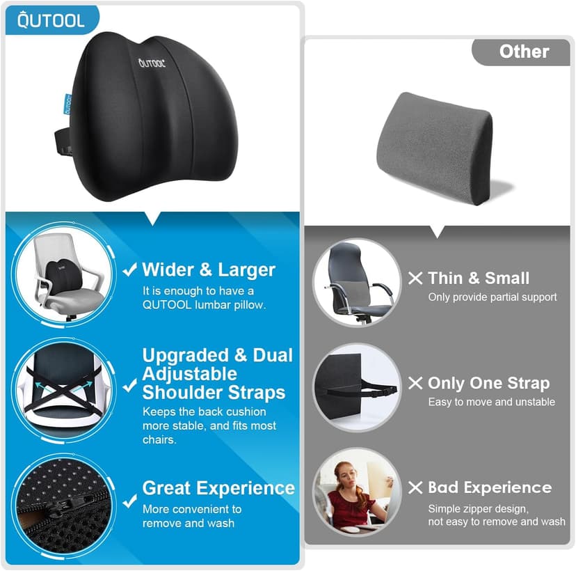 Lumbar Support Pillow for Office Chair, Office Home Essentials,Gifts for Mom,Dad, Back Support Pillow for Car, Chair Cushions,Back Pain Relief Improve Posture,Mesh Cover Double Adjustable Straps