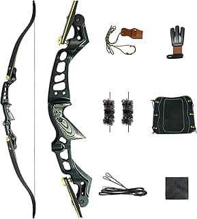 Black Hunter ILF Hunting Recurve Bow Kit for Adults, 62" High-Performance Archery Bow Set, CNC ILF Riser, Carbon-Graphite Foam Core Limbs, Right-Handed, 30-60 Lbs