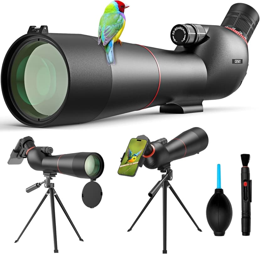 Gosky 20-60×85 Spotting Scope with Tripod - Phone Adapter, Dual Focusing Spotter Scope for Bird Watching, Wildlife Scenery (Black)