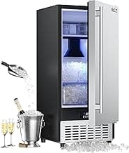 Coolski Commercial Nugget Ice Maker Machine, 100Lbs Daily Production, Under Counter Sonic Ice Machine with 20Lbs Dual Storage Bin, Pebble Pellet Ice Maker for Home, Office, Cafe, Gravity Drain