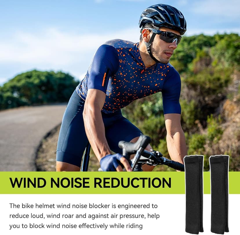 Cycling Wind Noise Blocker for Bike Helmet, Wind Noise Reducer Helmet Attachment, Wind Noise Reduction Accessories for Biking, Cycling Ear Wind Protection, 2 PCS