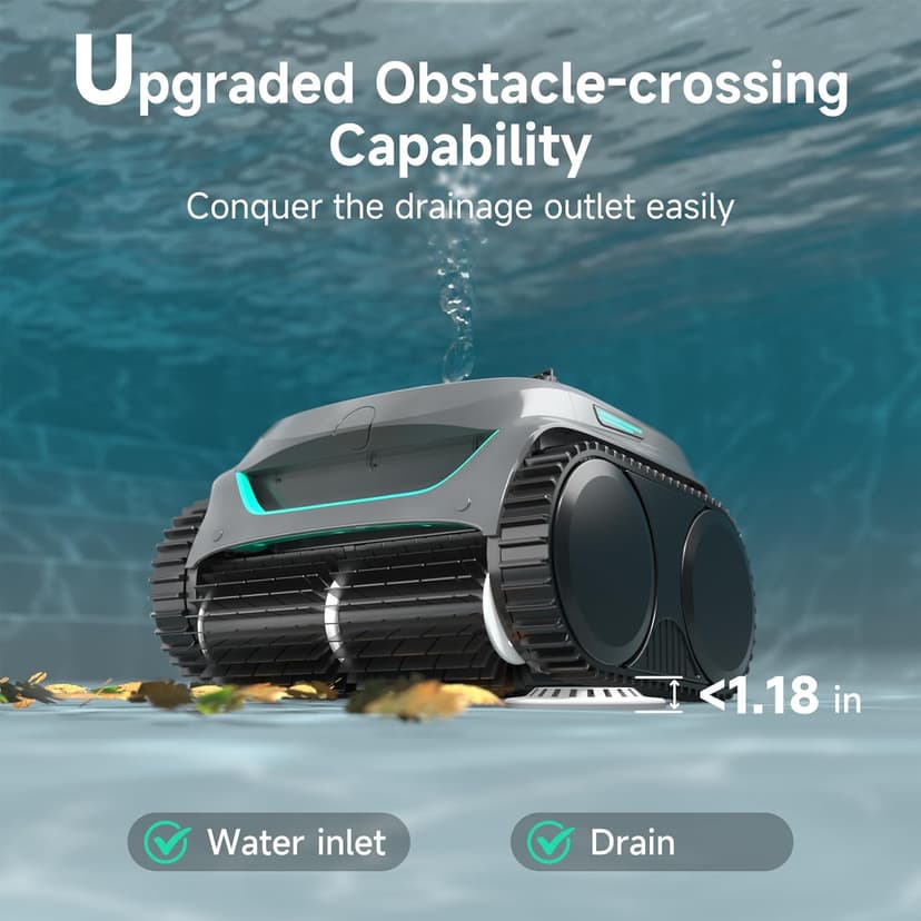 WYBOT C2 Cordless Robotic Pool Cleaner, Dual Filtration, Pool Vacumm Robot for Wall & Waterline Cleaning, Up to 180 Mins Runtime & Scheduling, Smart Navigation, for Inground/Above-Ground Pools
