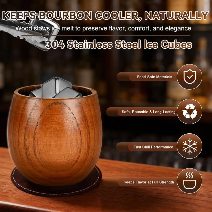 Premium Whiskey Glass Set, Unique Whiskey Gifts for Men, Perfect Gifts for Whiskey Lovers, Dad, Husband and Brother Charred Wooden Bourbon Drinking Glass, Bourbon Gifts for Men, 2 Pack, 10 oz B0GF1MXF75