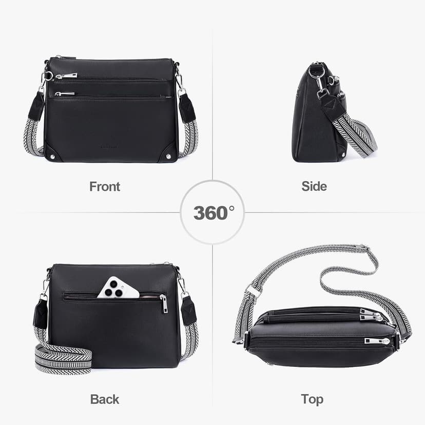 Lexiyat Crossbody Bags for Women Rfid Travel Crossbody Purses Leather Handbags Medium Shoulder bag with Adjustable Strap
