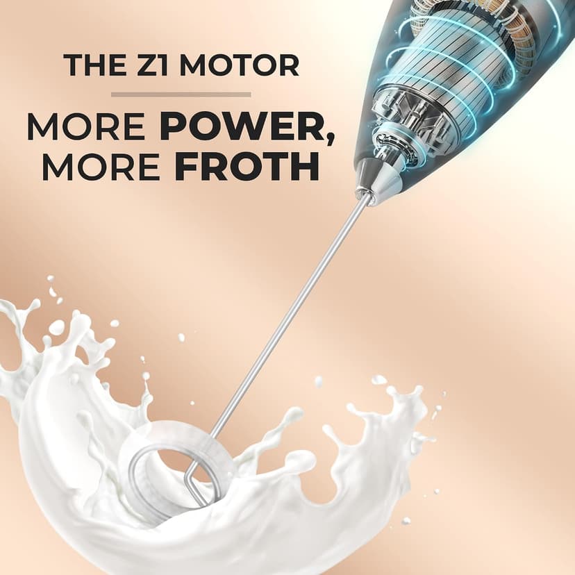 Zulay Kitchen Powerful Milk Frother Wand With Duracell Batteries - Ultra Fast Handheld Drink Mixer - Electric Whisk Foam Maker for Coffee, Lattes, Cappuccino & Matcha - Z1 Motor - Black B09D8T11YS