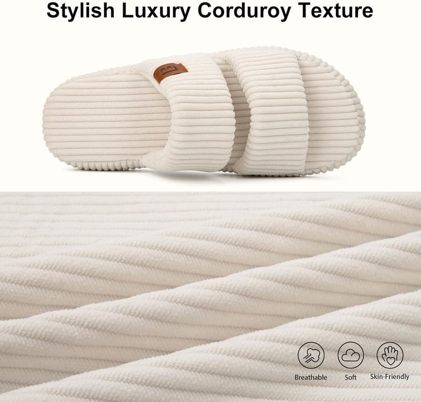 Dual-Strap Slide Sandals, Comfortable Cushioning , Lightweight Non-Slip Sole, Home Bedroom, Birthday Gift, Machine Washable LongBay Slippers for Women Memory Foam Open Toe Indoor House Shoes Gifts B0DP277YRM