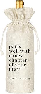 TBITON New Job Gifts, Farewell Gifts for Coworkers,New Beginning Gifts, Wine Gift Bags Going Away Gift for Friends Coworker Boss, Pairs Well With A New Chapter of Your Life (Beige-NEW JOB02) B0DHHFYD2C