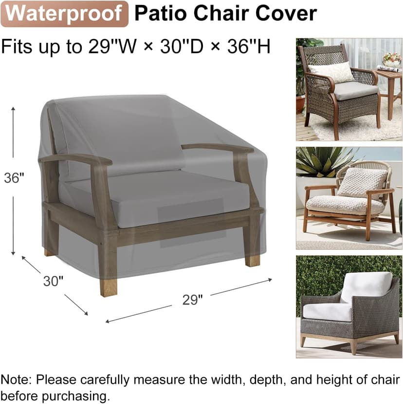 Patio Chair Covers Waterproof, Mrrihand Lounge Deep Seat Cover, Heavy Duty Outdoor Lawn Patio Furniture Covers (29" W x 30" D x 36" H - 2 Pack)