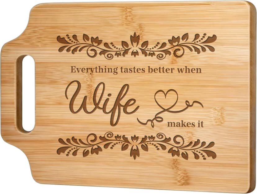 Wife Birthday Gift Ideas, " Everything Tastes Better " Engraved Cutting Board, Romantic Valentine's Day Gift to My Wife Birthday Gifts for Wife, Christmas Gift Ideas for Wife from Husband B0HBQ5XY3X