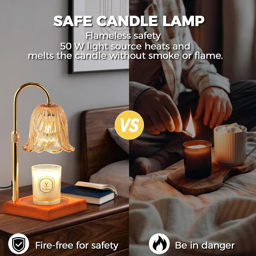 Candle Warmer Lamp with Timer Dimmable, Birthday Gifts for Women Mom, House Warming Gifts New Home Decor, Wax Melt Warmer for Jar Candles with 2 Bulbs