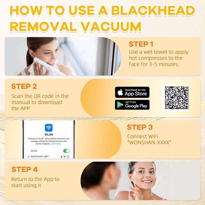 2026 Pore Vacuum with Camerafor, USB Rechargeable Blackhead Remover Vacuum,3 Levels Adjustable Pore Vacuum Blackhead Remover, 6 Suction Heads,Face Vacuum Pore Cleanser for Women & Men-White