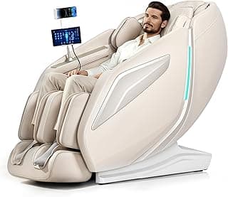 HealthRelife 4D Massage Chair Full Body Zero Gravity Recliner - 55“ SL-Track,15 Auto Modes,11 Massage Technique,40 Airbags Massage,with Yoga Stretch,APP Control,Shiatsu Foot Massage(Beige)