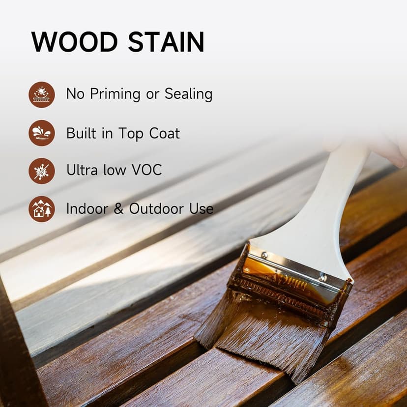 Wood Stain, 16 Oz Water Based Wood Stain and Sealer in One - No Priming, No Top Coat Required, Fast Drying|Low Odor|Non-Toxic, Perfect for Indoor and Outdoor Furniture (Teak with Tools)