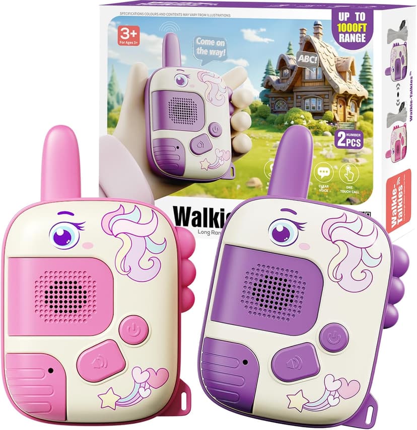 Walkie Talkies Toys for Girls:Unicorn Toys 2 Pack Birthday Gifts for 3 4 5-7 8 Year Old Girls Toy for 4 5 6 7 8-10 Year Old Camping Outdoor Game,Christmas Stocking Stuffers for Girls Kids B0D8QG23HQ