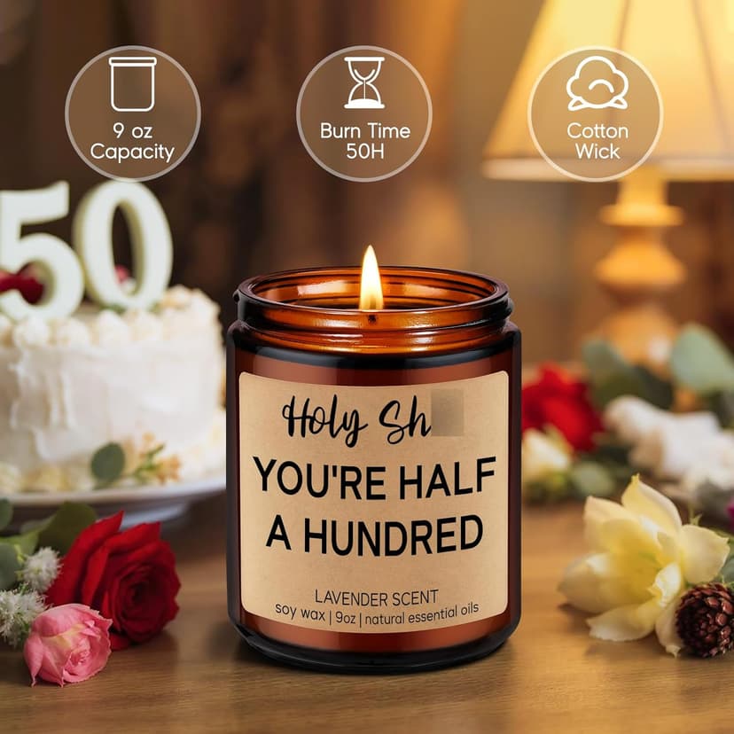 Fairy's Gift Funny 50th Birthday Candles, 50th Birthday Gifts for Women Men, Cool Turning 50 Year Old Gifts Ideas, Happy Half a Hundred Bday, Funny Presents for 50 Year Old Women, Men in Their 50s