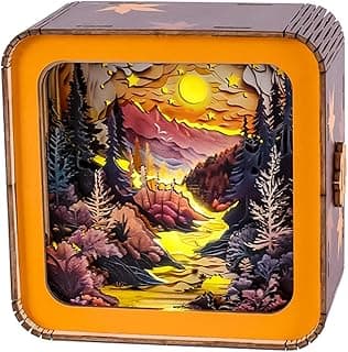 3D Wooden Puzzles Night Light, (Autumn Sunset) DIY Night Light Kit, 3D Wooden Puzzles for Adults Creative DIY Birthday Gift for Friends and Family, DIY New Year Gift