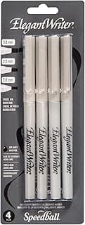 Speedball Elegant Writer Acid-Free Non-Toxic Water Based Calligraphy Marker, Chisel Tip, Assorted Size, Black, Set of 4