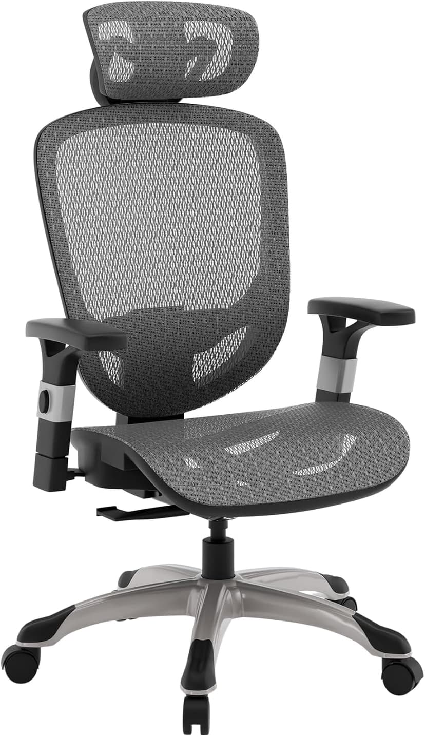 STAPLES Ergonomic Task Chair, Mesh, Ergonomic, Lumbar Support, Swivel, Gray