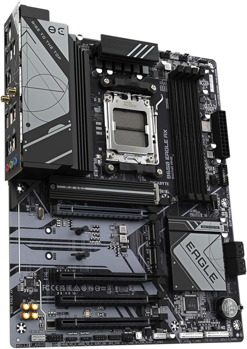 GIGABYTE B650 Eagle AX AM5 LGA 1718 AMD B650 ATX Motherboard, DDR5, Triple M.2 (1x PCIe 5.0 M.2 + 2X PCIe 4.0 M.2), USB 3.2 Gen2x2 Type-C, AMD Wi-Fi 6E, Realtek GbE LAN
