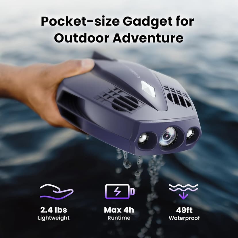 Chasing Dory Underwater Drone - Palm-Sized 1080p Full HD Underwater Drone with Camera for Real Time Viewing, APP Remote Control Purple (Lightpurple)
