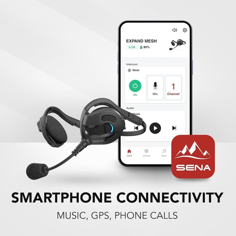 Sena Expand Multi-Sport Bluetooth/Mesh Intercom Communication Headset for Hiking, Rock Climbing, Fishing, Hunting and more