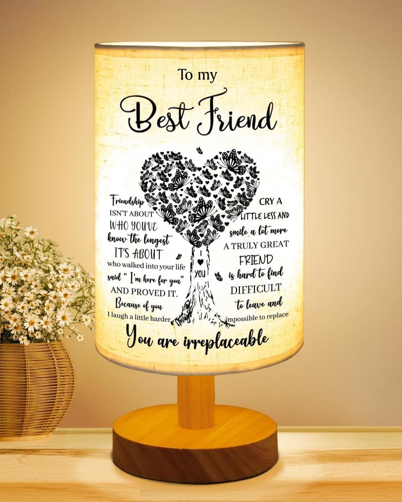 Best Friend Birthday Gifts for Women, to Bestie Fabric Table Lamp B0GH8LWVQR