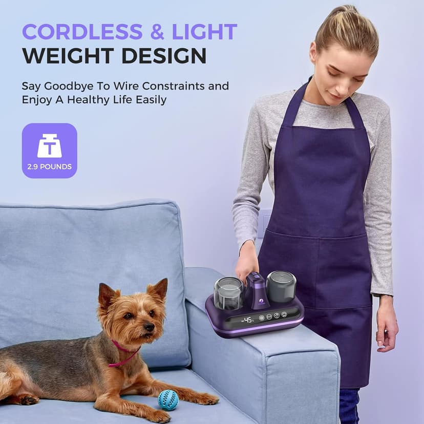 Mattress Vacuum Cleaner - 5-in-1 Cordless Bed Vacuum Cleaner, Powered by UV-C Light & Ultrasonic Technology, 16Kpa Strong Suction,Low Noise,Suitable for Dust, Pet Hair, Etc - Purple