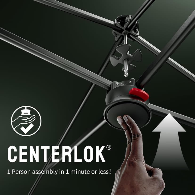 CROWN SHADES 10x10 Pop Up Canopy Tent - Patented Center Lock One Push Instant Outdoor Canopy Beach Tent with STO-N-Go Bag 8 Stakes & 4 Sand Bags,Black