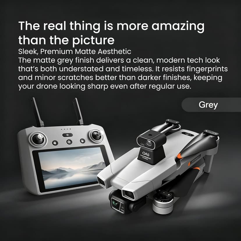 AE86ProMax+Drones with Camera for Adults 4K Video,Touch Screen Tablet Remote and 3-Axis Mechanical Gimbal, 5G Digital Transmission, 360° Laser Obstacle Avoidance, GPS Auto Return,Three 8000mAh 45 Mins Long Endurance, 500g Payload, Smart Follow Waypoint Flight Foldable Quadcopter, Up to 5 Miles Range (Grey) 3 Batteries + 64GB TF Card Bundle)