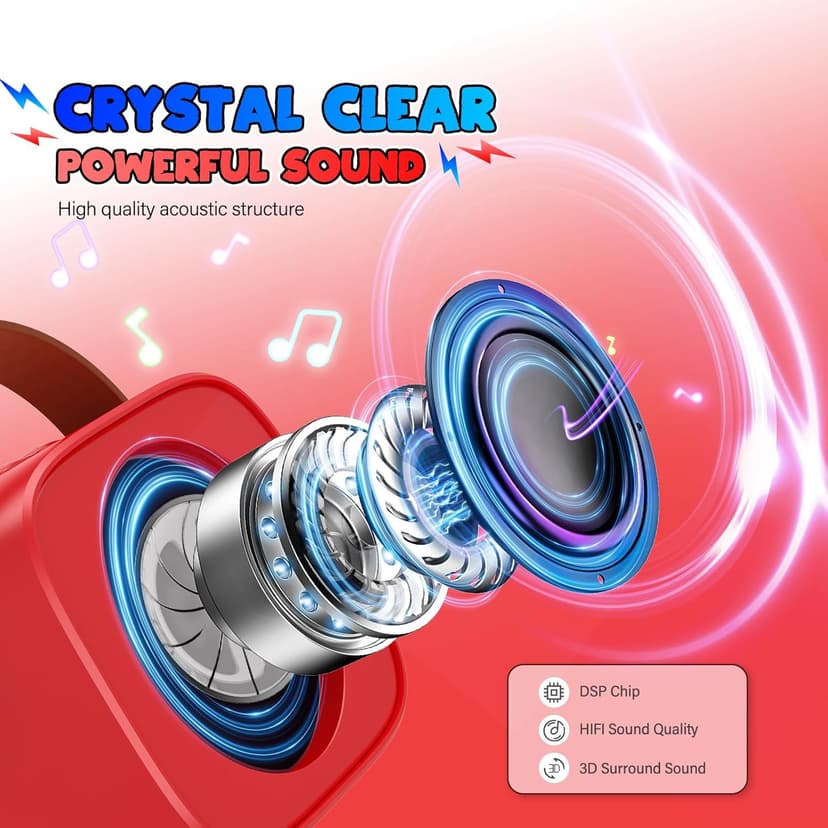 Mini Karaoke Machine Toys Gifts: Kids Toys Christmas Birthday Gifts for 4 5 6 7 8 9 Years Old Girl Boy Stocking Stuffers LED Portable Bluetooth Speaker with 2 Wireless Microphone Girl Gift Age 3-12+