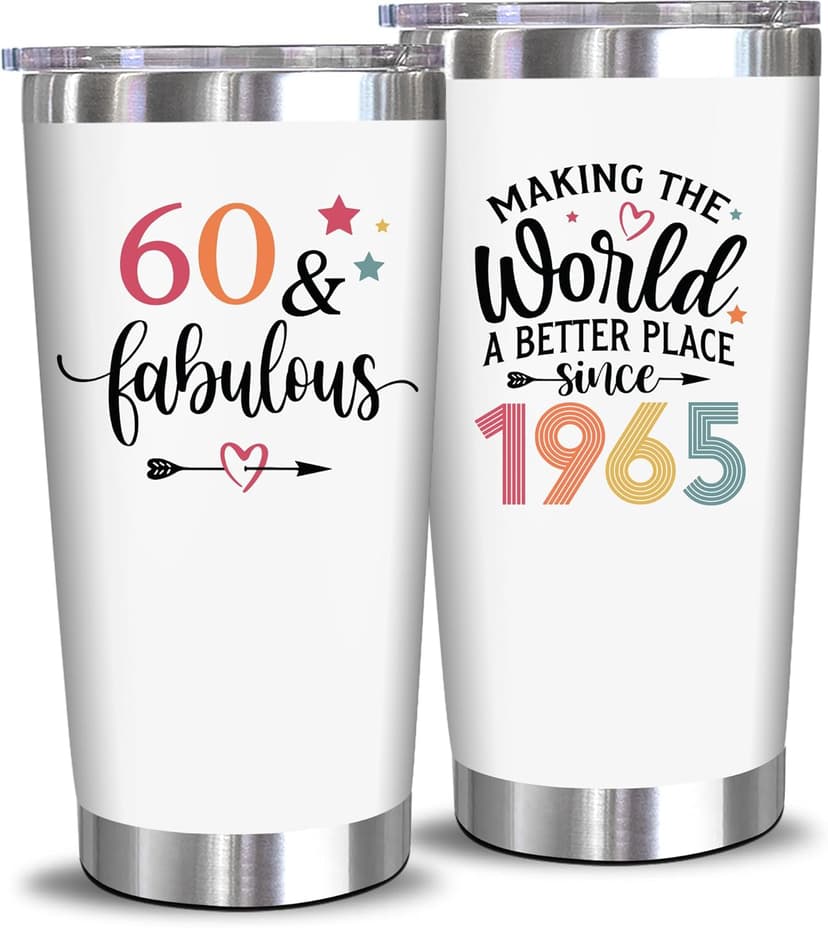 NewEleven 60th Birthday Gifts For Women - 1965 60th Birthday Decorations For Woman - 60 Year Old Gifts For Women, Mom, Wife - 20 Oz Tumbler