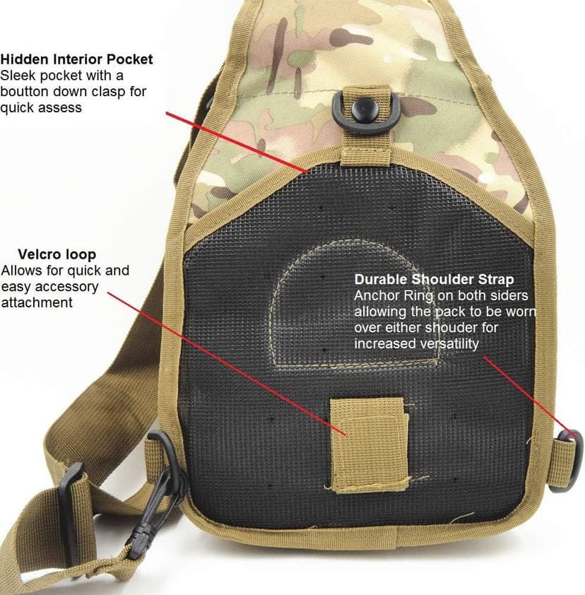 FAMI Outdoor Tactical Bag Backpack, Military Sport Bag Pack Sling Shoulder Backpack Tactical Satchel for Every Day Carry (CP)