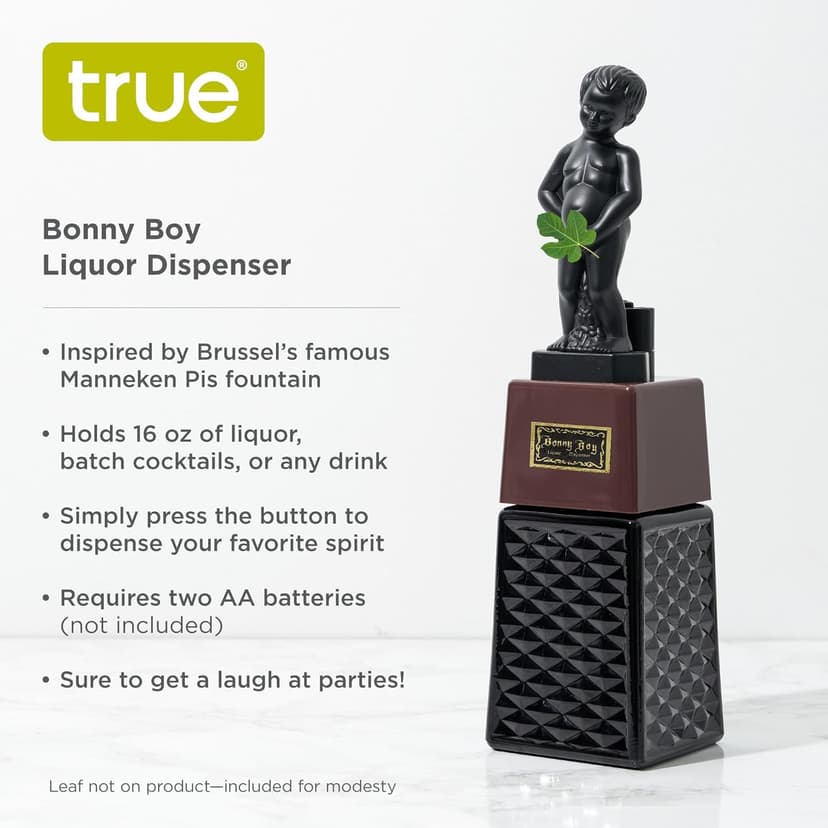 True Bonny Boy Liquor Dispenser, Novelty Drink Dispenser for Whiskey, Bourbon, Vodka, Gin, and Spirits, Fun Bar Cart Accessories for Home Bar, Man Cave, or Liquor Cabinet Decor, 16 oz, Set of 1