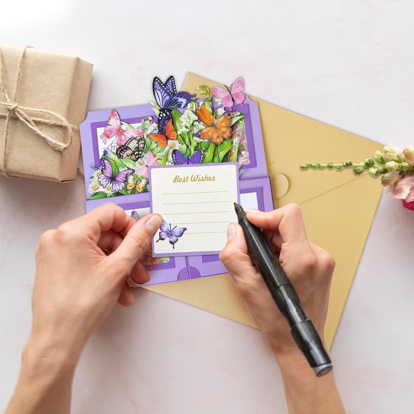 Happy Birthday Gifts Cards for Women, Daughter, Mom, Sister, Friend, Butterflies Greeting Card with Blank Notecard & Envelope Birthday Cards for Women, Butterfly Pop Up Card Box B0FHW31JY5
