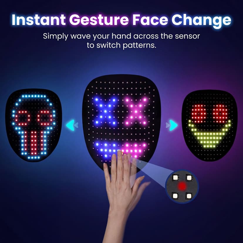 Gift for Halloween Digital Mask Birthday Christmas Rave Party,Cool Toy for Kids Adults,50 Changing Face Patterns,Rechargeable MEGOO Led Light up Mask with Gesture Sensing, Halloween Gifts for Teen Boys B09Y9DT9W7