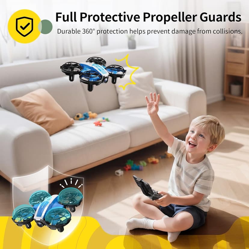 Holy Stone Mini FPV Drone with 1080P HD Camera for Kids & Beginners, RC Nano Quadcopter with Optical Flow Hover, Gesture Control, 3D Flips, 3 Batteries, Great Gift Toy for Boys and Girls, HS210P Blue