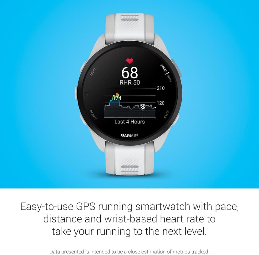 Garmin Forerunner 165, Running Smartwatch, Colorful AMOLED Display, Training Metrics and Recovery Insights, Whitestone