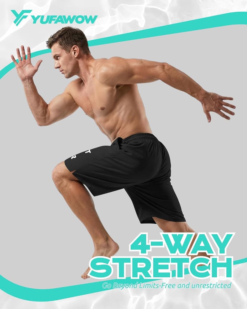 Yufawow 9 Inch Men Swim Trunks with Mesh Lining Quick Dry Breathable Pockets for Summer Beach Cruise Water Park Gym Running B0GSVD8XCG