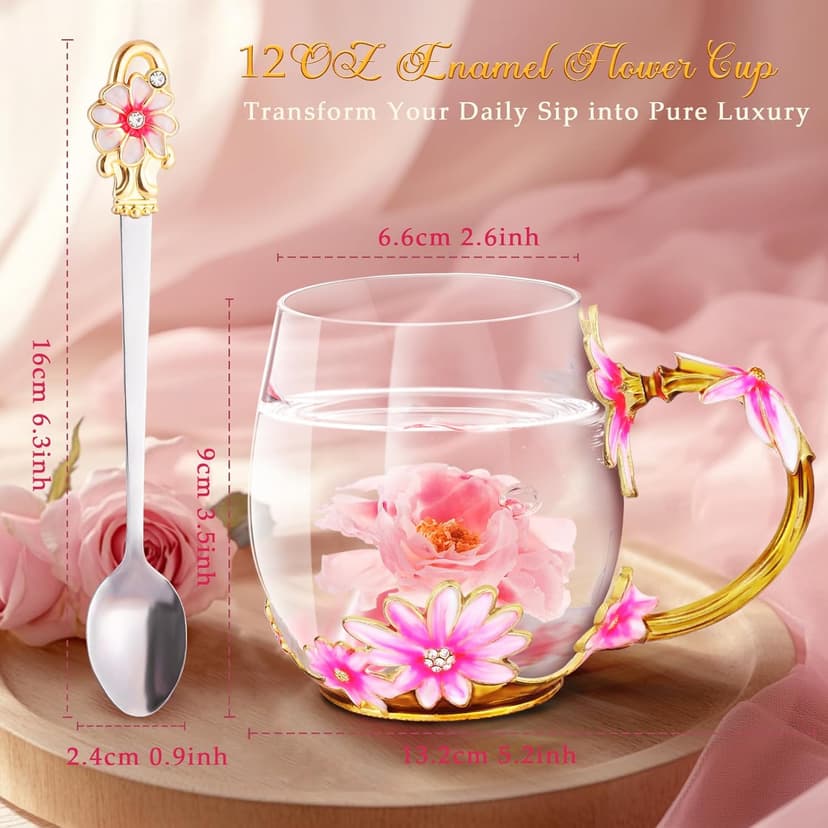 Women Glass Tea Coffee Pretty Cup Set Cute Mug Christmas Xmas Birthday Gift Great Mom Grandma Mimi Nana Gigi Grandmother Big Sister Law God Mother Day Aunt Artist Premium Practical Retirement Purple B0DDTKMC2X