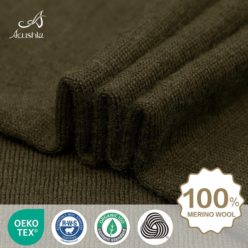 ACUSHLA 100% Merino Wool Neck Gaiter for Men & Women Ski Face Mask Winter Scarf Neck Warmer All Weather, Midweight Maple Leaf