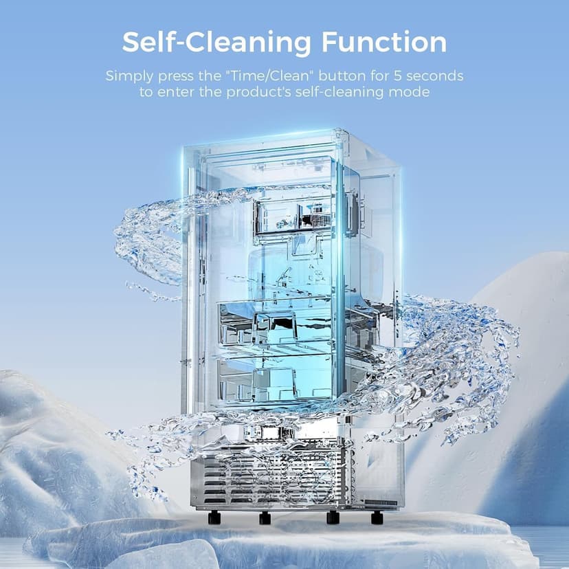 Kismile Under Counter Nugget Ice Maker, Pebble Ice Machine 80 lbs/Day, 24H Timer, Self-Cleaning, Double Ice Baskets, Built-in Ice Maker for Home & Office (Grey