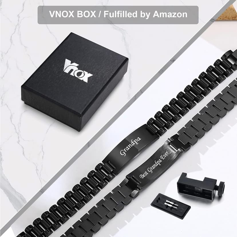 VNOX Masculine Watch Band Stainless Steel Link Bracelet Personalized Jewelry Gift for Men DAD Father Husband Boyfriend