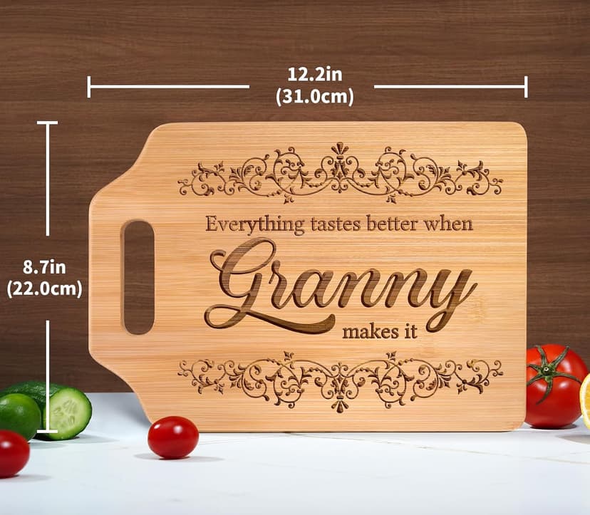 AceThrills Granny Gifts for Granny Birthday, Christmas from Grandkids - Engraved Bamboo Cutting Board 12.3"L x 8.7"W x 0.4"Th B0CYL84JGG