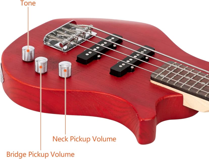 Ktaxon 4 String Electric Bass Guitar, 36-inch Bass Guitar Kit with Split single-coil Pickup, Rosewood Fretboard, Mahogany Body for Kids, Boy and Girl(Red)