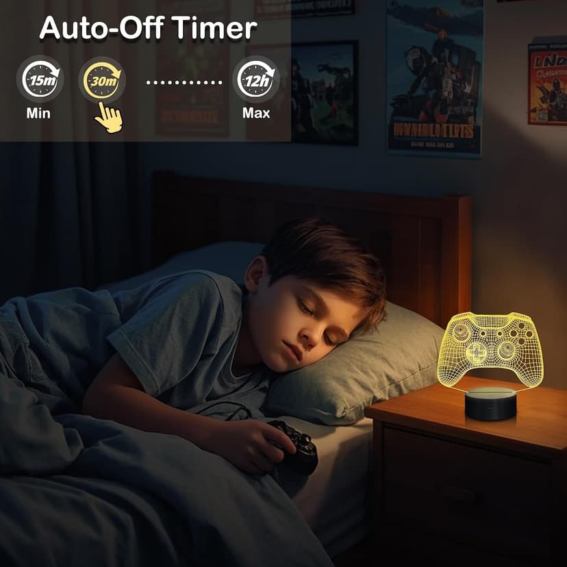 Attivolife Gamepad 3D Illusion Lamp, Controller Night Light with Remote Control + Timer 16 Color Changing Desk Lamp Kids Gamer Room Decor Plug in Best Cool Festival Birthday Gift for Boy Men B08Y5J1ML5
