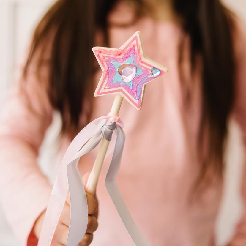 27 Piece Arts & Crafts Activity, Princess Pretend Play, Wooden Star, Paint, Gems, Ribbons, Preschool Toys for Kids, Ages 4+ Melissa & Doug Created by Me Princess Wand Wooden Craft Kit B00S6UZUSS
