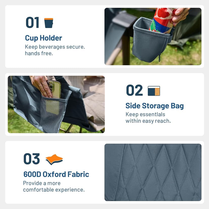 TIMBER RIDGE Hammock Camping Chair with Adjustable Backrest, Heavy Duty Folding Hammock Chair Supports 300lbs, Portable Hammock Chair for Camping, Travelling and Patio, Blue