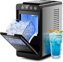 Kismile Portable Countertop Ice Maker Machine, 26lbs Ice in 24Hrs, Self-Cleaning Ice Maker with Selectable Ice Size & Internal Light, Compact Design for Home/Kitchen/Bar