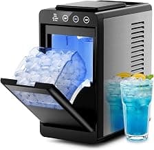 Kismile Portable Countertop Ice Maker Machine, 26lbs Ice in 24Hrs, Self-Cleaning Ice Maker with Selectable Ice Size & Internal Light, Compact Design for Home/Kitchen/Bar