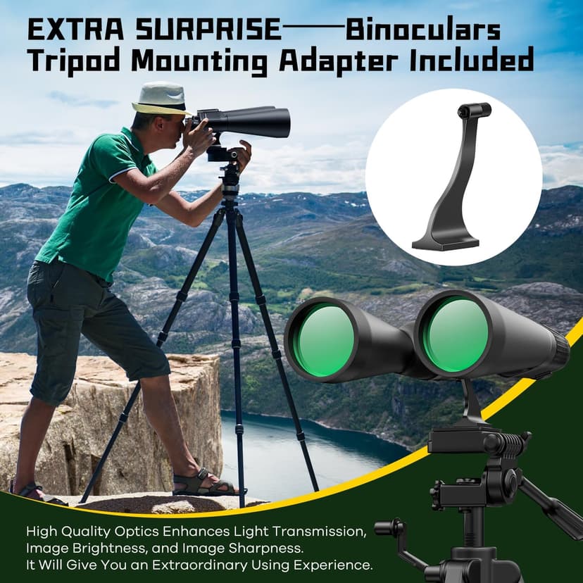 15-35x70 Binoculars for Adults High Powered, 35x HD Zoom for Stargazing & Bird Watching, Waterproof Binocular with Tripod Adapter, Ideal Essentials for Cruise Ship, Travel, Camping, Outdoor, Hunting